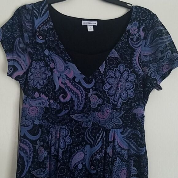 Croft&Barrow L Paisley Print Boho Shortsleeves Multicolored Long Women's Dress. - Picture 7 of 7